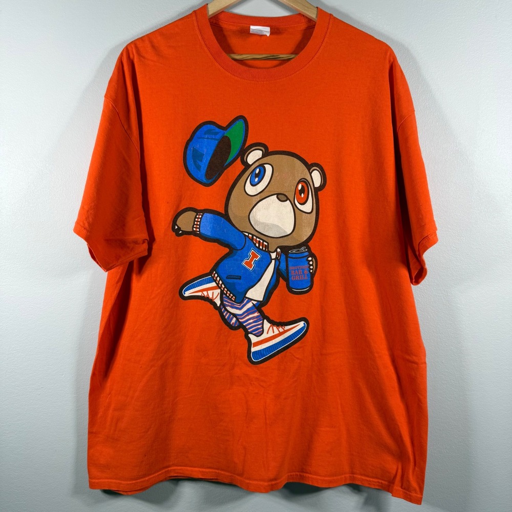 U of I Illinois Kanye West Graduation Bear Brothers Bar T-Shirt Orange 2XL